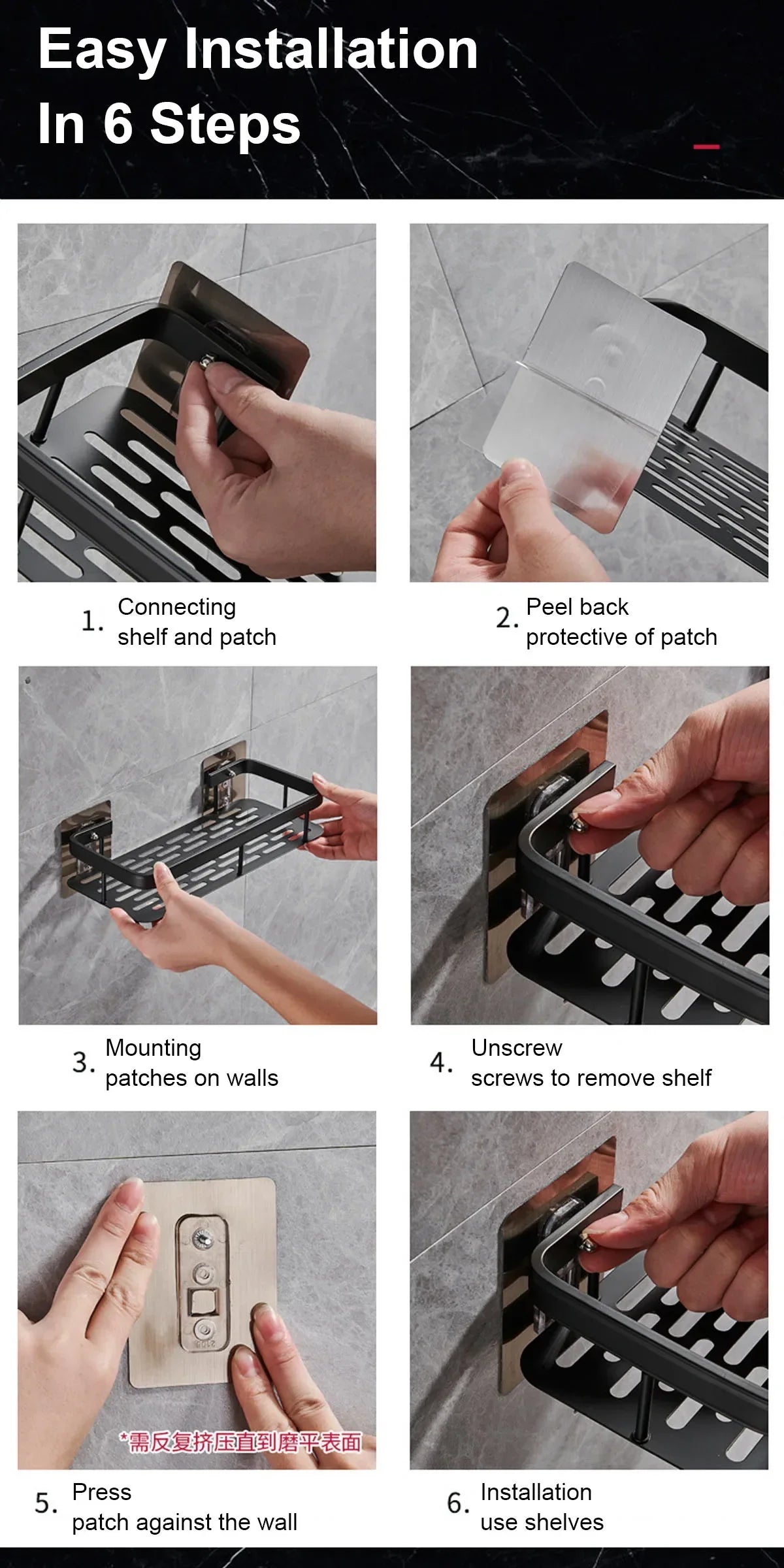 ¡Estantes de Ducha Negros Paredes Impecables! - Wall Mounted Shampoo Bottle Shower Corner Rack
