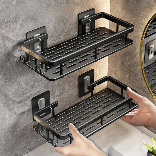 ¡Estantes de Ducha Negros Paredes Impecables! - Wall Mounted Shampoo Bottle Shower Corner Rack