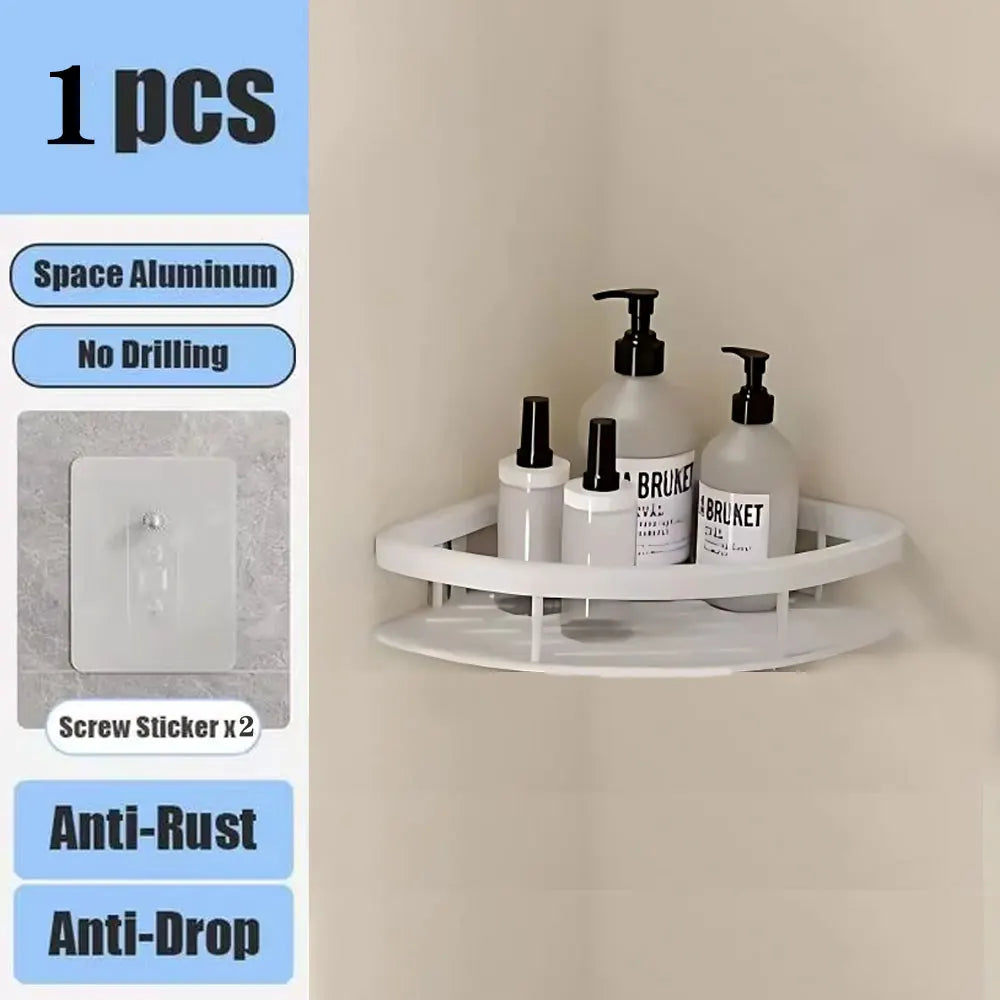 ¡Estantes de Ducha Negros Paredes Impecables! - white Triangle 1pc - Wall Mounted Shampoo Bottle Shower Corner Rack