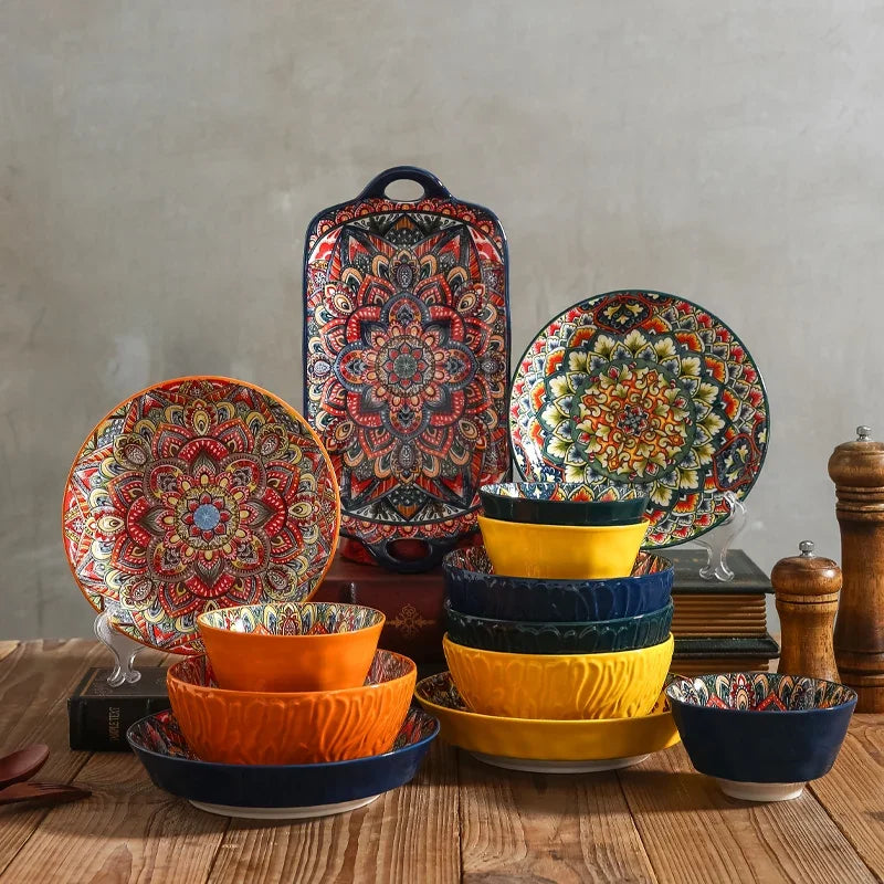 ¡Explosión de Color! Vibrantes Plate Set Cheftronics Kitchen Appliances - Ceramic Tableware Set