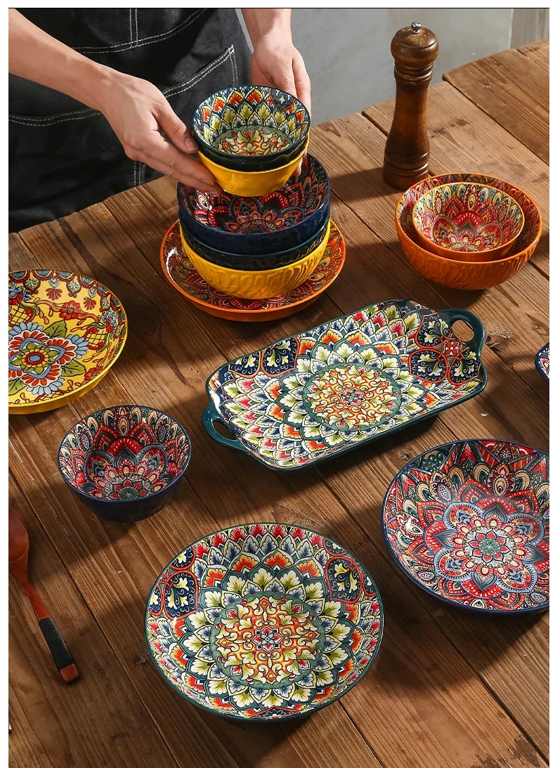 ¡Explosión de Color! Vibrantes Plate Set Cheftronics Kitchen Appliances - Ceramic Tableware Set