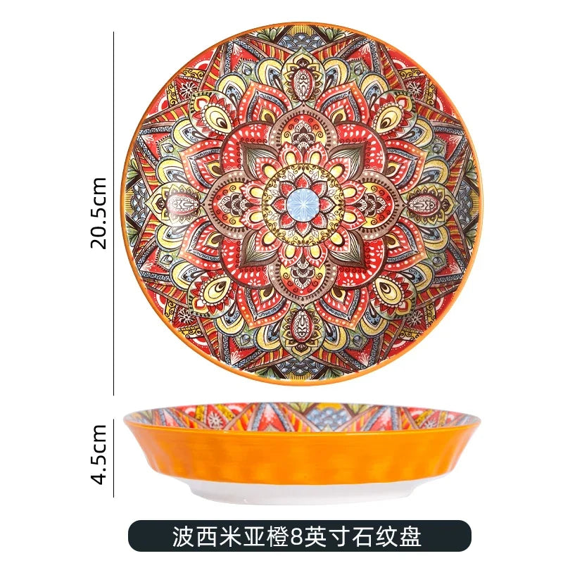 ¡Explosión de Color! Vibrantes Plate Set Cheftronics Kitchen Appliances - C / 8 inches - Ceramic Tableware Set