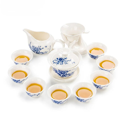 ¡Exquisito Juego de Té Floral Azul de Porcelana! - Ceramic Portable Teacup