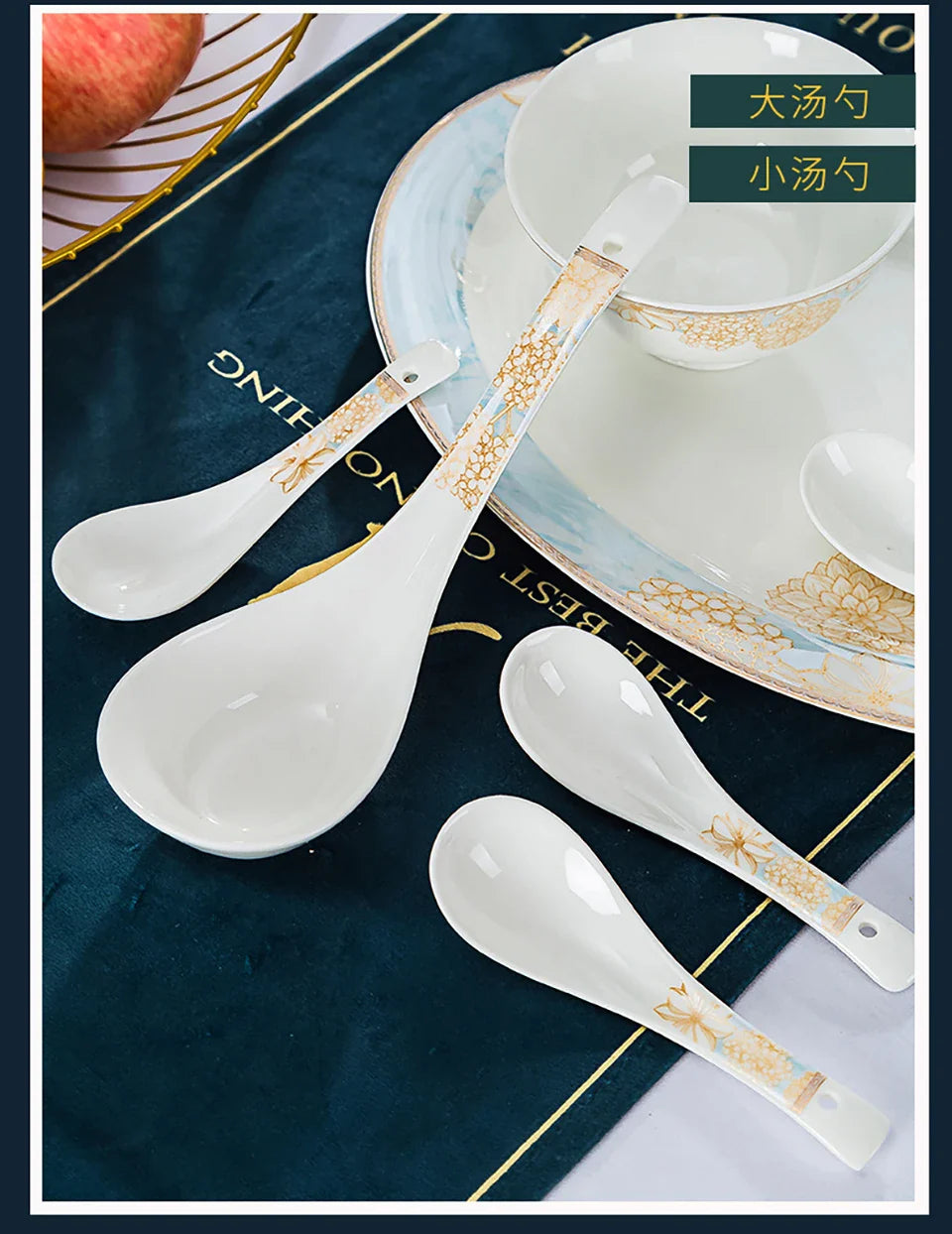 ¡Éxtasis Floral! Juego de Platos Dorados - HOONRA High-Grade Dessert Soup Ceramic Dinner Plate Set
