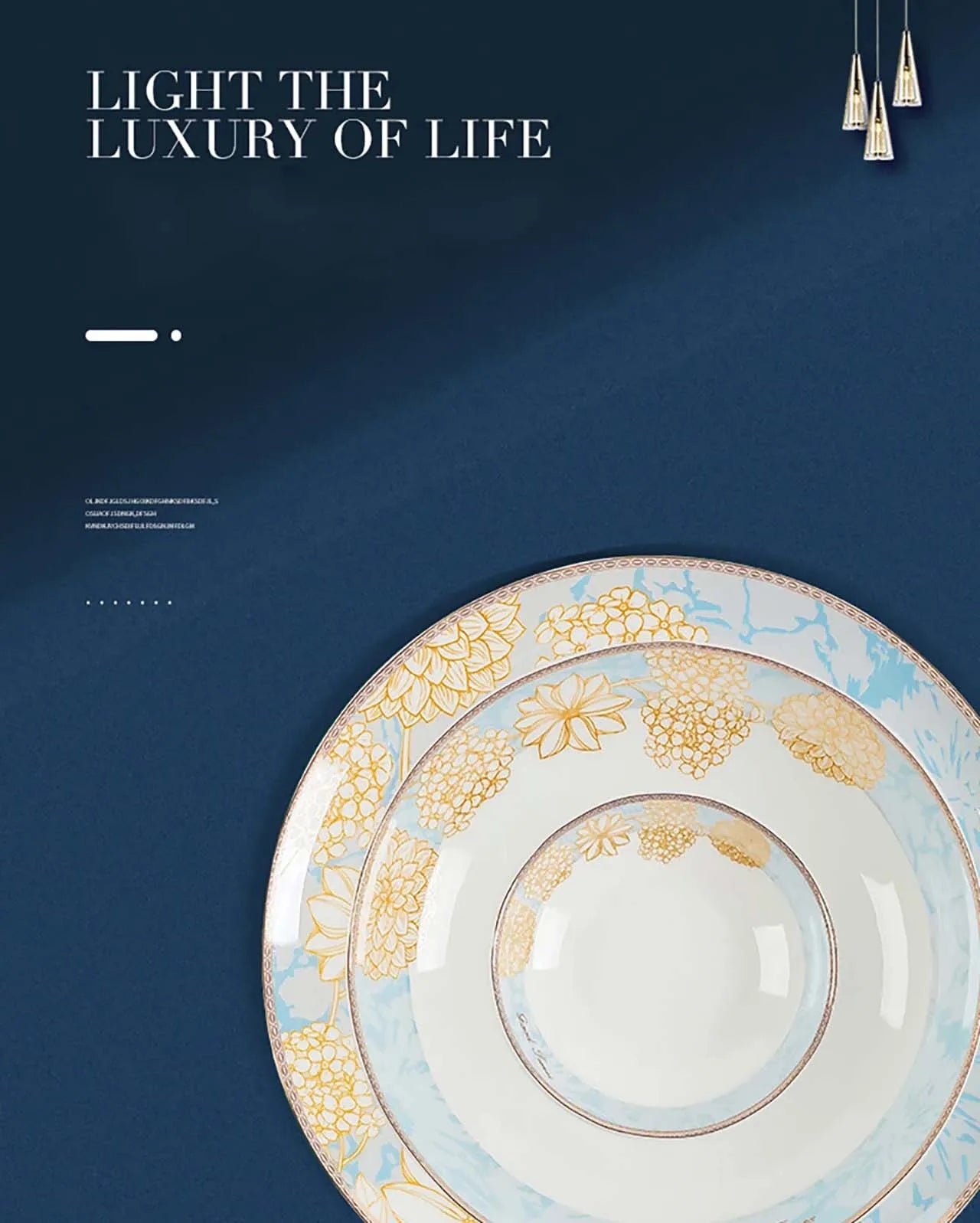 ¡Éxtasis Floral! Juego de Platos Dorados - HOONRA High-Grade Dessert Soup Ceramic Dinner Plate Set