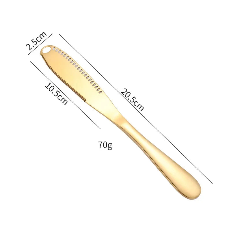 Cuchillo para mantequilla dorado con medidas, Cheftronics en acero inoxidable