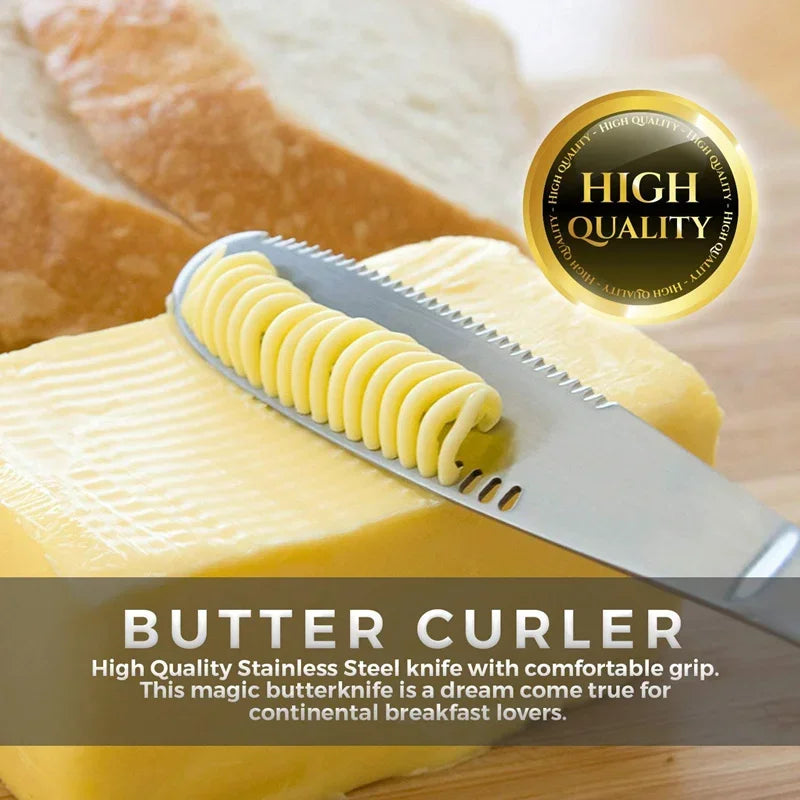 Cuchillo de curvar mantequilla de acero inoxidable de Cheftronics con mantequilla enrollada