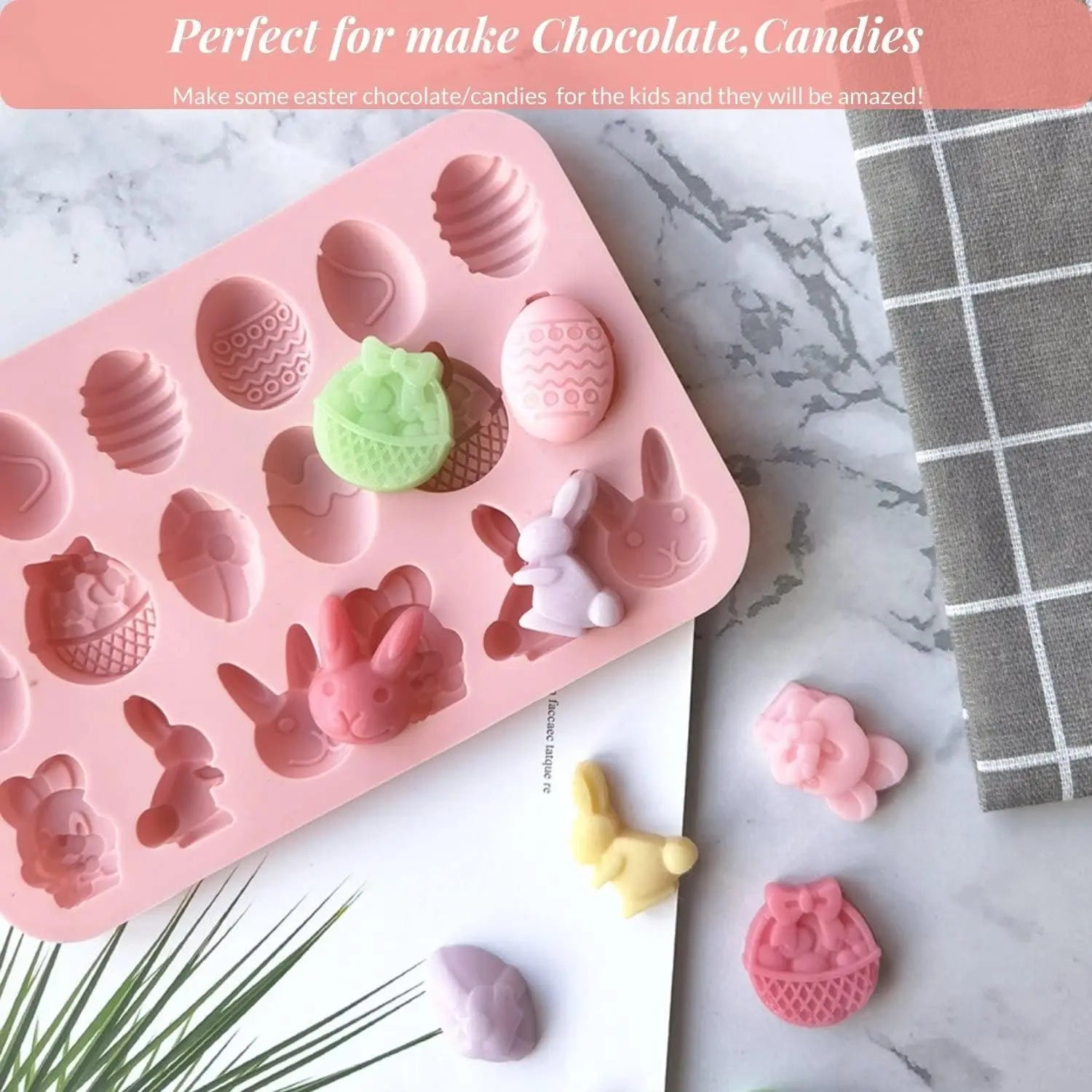 ¡Molde de Chocolate de Silicona Rosa para Pascua! - YH-998RandomColor - Easter Silicone Mold