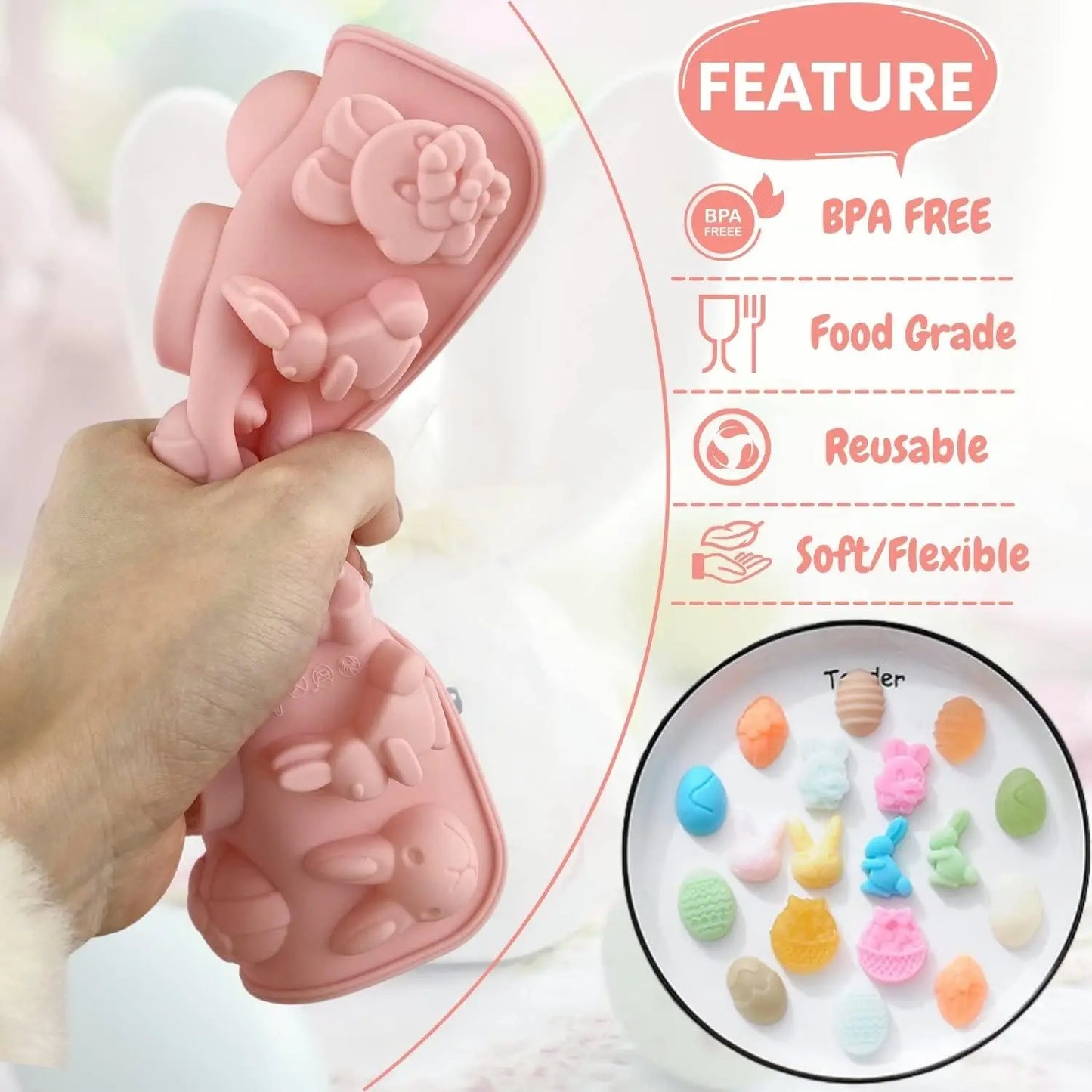 ¡Molde de Chocolate de Silicona Rosa para Pascua! - YH-998RandomColor - Easter Silicone Mold