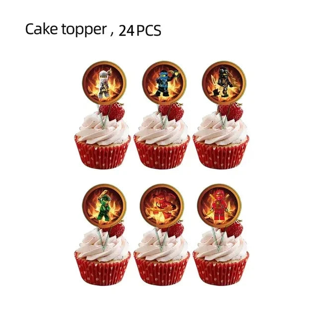 Ninjago Fiesta Explosiva Artículos Desechables Cumpleaños - topper-24pack
