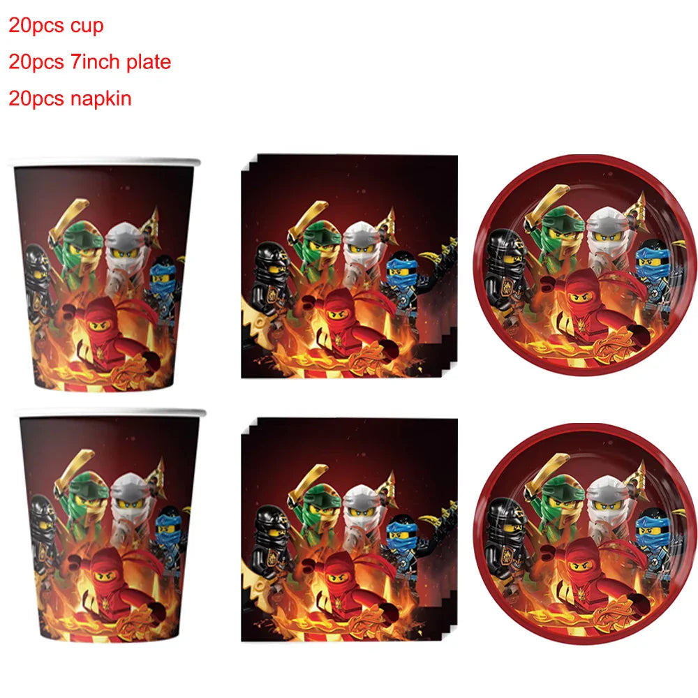 Ninjago Fiesta Explosiva Artículos Desechables Cumpleaños - 60pcs