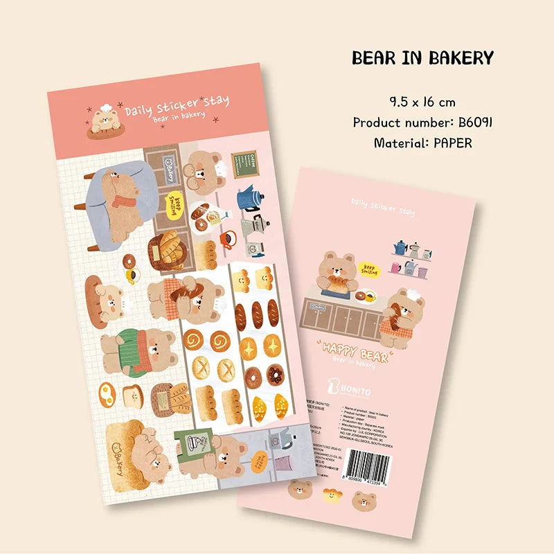 Ositos Panaderos Adorables Pegatinas Cheftronics - Bear In Bakery