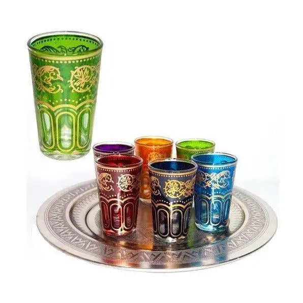 Set of 6 Assorted Moroccan Fath Glasses-Moorish Tea Glasses-Set of Decorated Arab Glasses-BESTSELLER