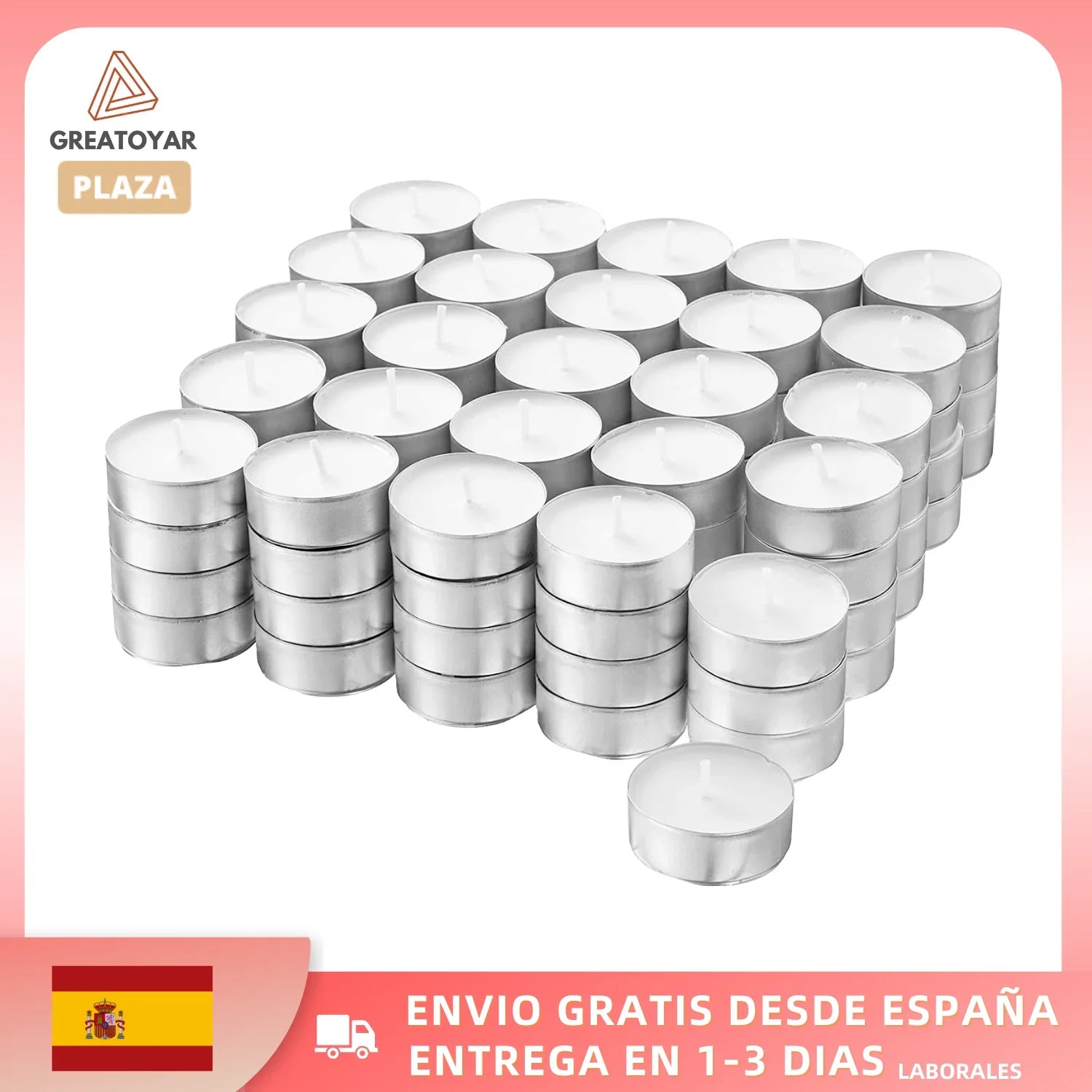 Toyar Home Tea Lights Unscented Candles Long Burning 4 Hours 30/50/100 Units White - 30 pcs / spain